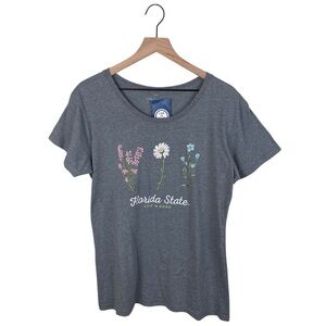 NEW Life is Good by Blue Florida State T-Shirt Women's Size XXL Grey Flowers